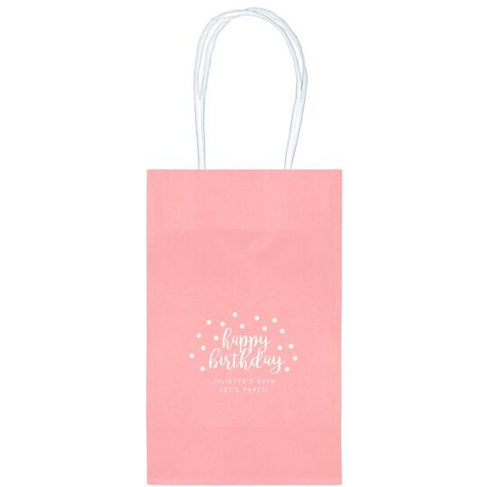 Confetti Dots Happy Birthday Medium Twisted Handled Bags